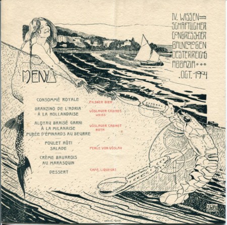 Balneologenkongress Abbazia 1904 Grafik von Stephanie Glax